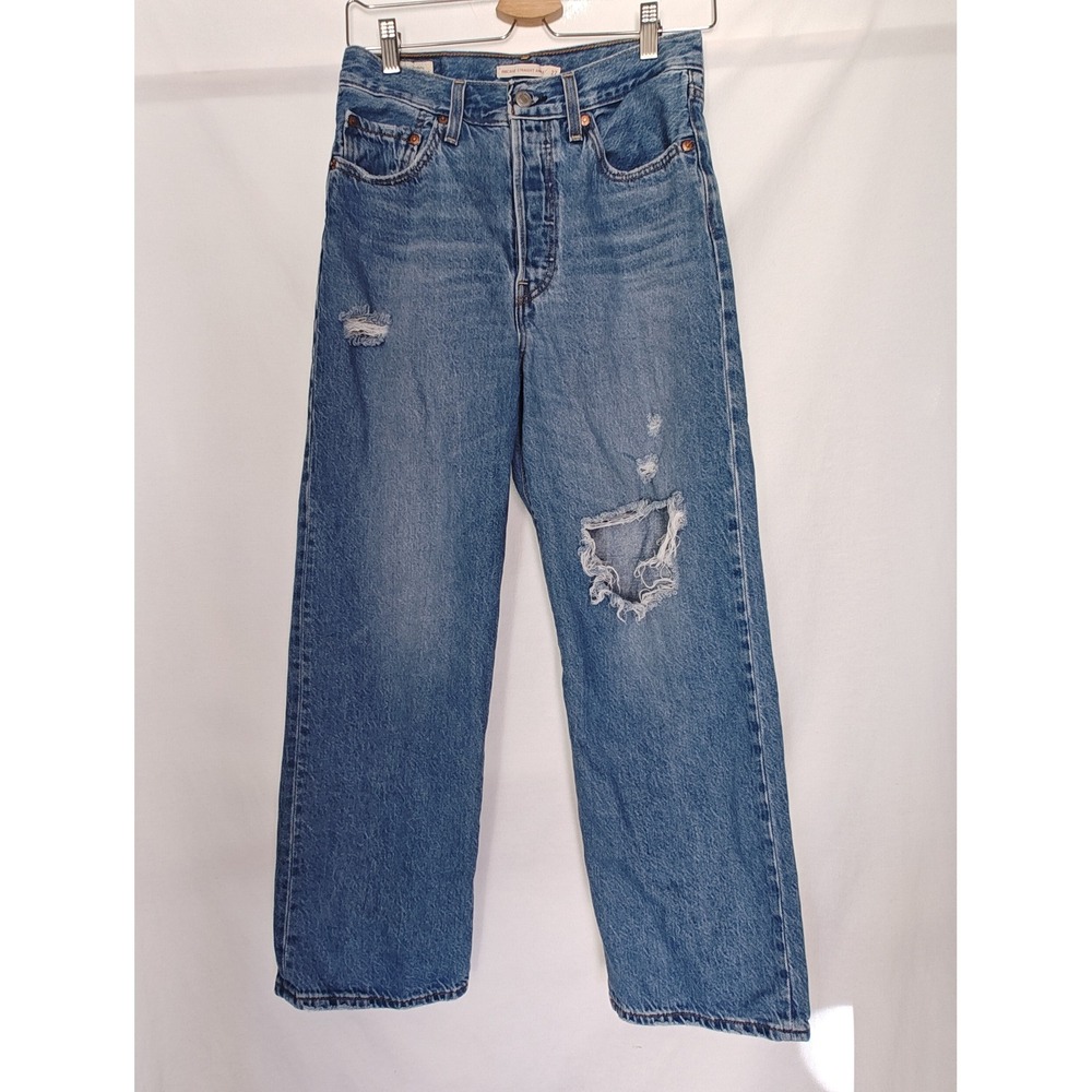 Levis Premium Denim Ribcage Straight Ankle Distressed 27